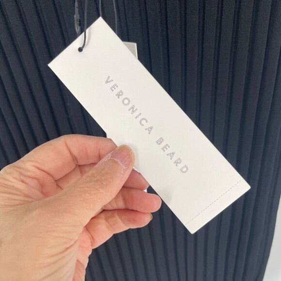 NWT Veronica Beard Sandra Black Rib Stretch Knit Scoop Neck Rayon Tank Top M - Picture 7 of 8